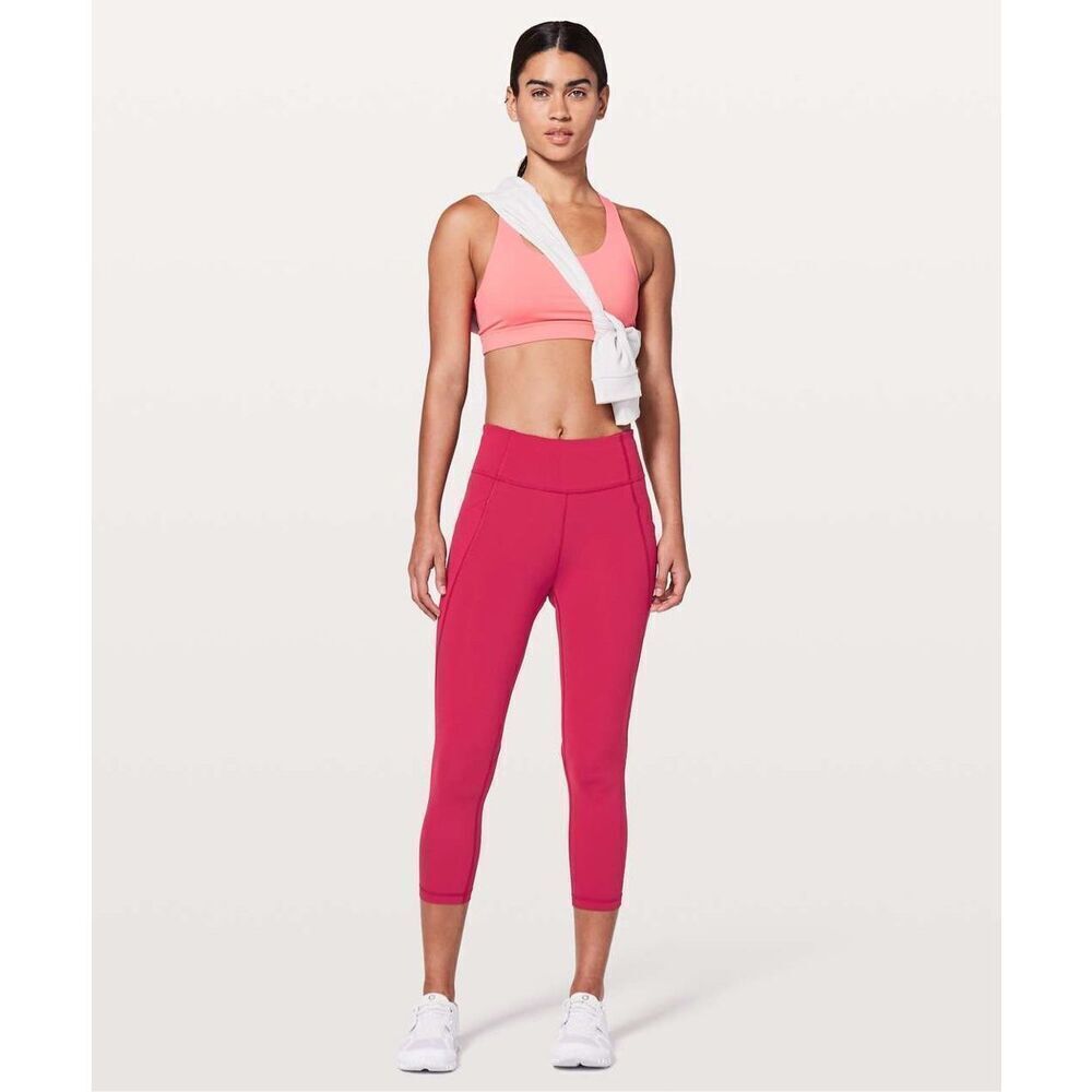 Lululemon Time To Sweat Crop 23" Ruby Red Luxtreme Side POCKETS W6AMDS Size 10